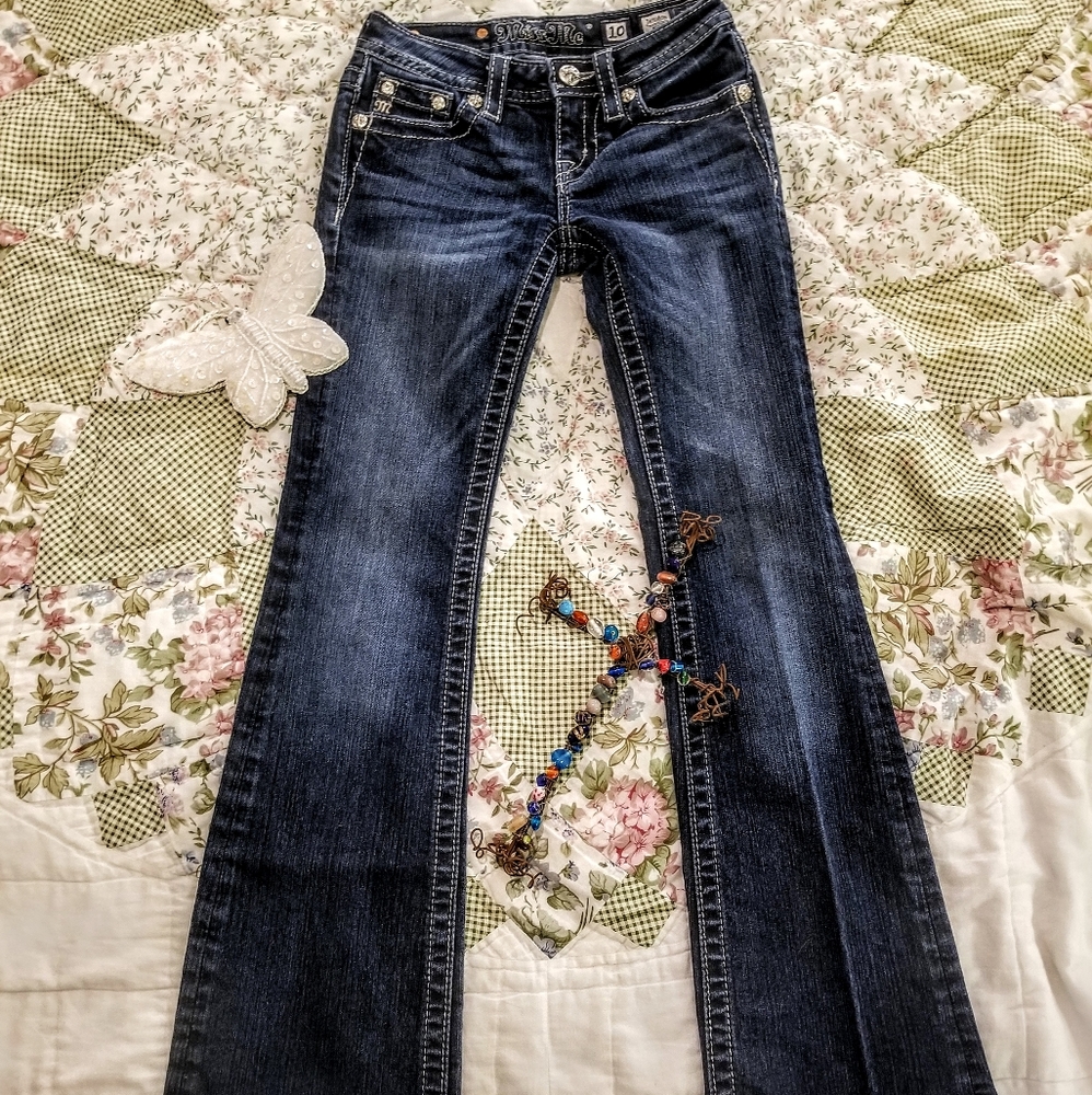 Miss Me Girls Boot Cut Embellish Silver Stitch 10 - Picture 5 of 7